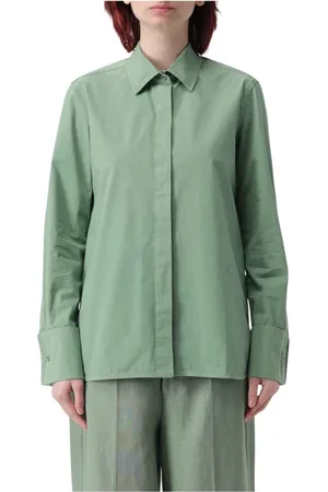 Max Mara Blouses & Shirts, Dames, Groen, XS, Katoen, Roze katoenen overhemd, Elegant en Comfortabel