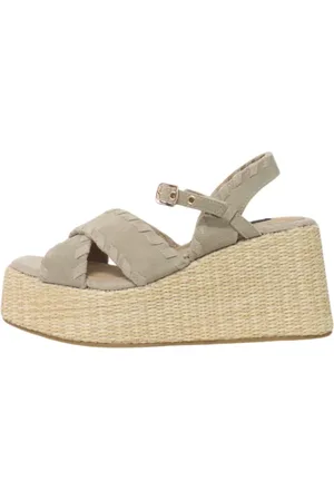 Colors of California Schoenen, Dames, , 41 EU, Leer, Plateau eco-lederen sandalen met sleehak