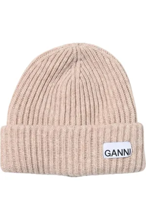 Ganni Accessoires, Dames, , ONE Size, Wol, Gele Geribbelde Gebreide Muts