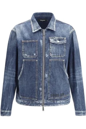 Dsquared2 Jassen, Heren, Blauw, XL, Denim, Vintage Denim Carpenter Jean Jacket