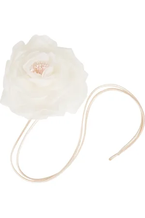 Max Mara Accessoires, Dames, , ONE Size, Zijden Bloemenbroche met Lange Linten
