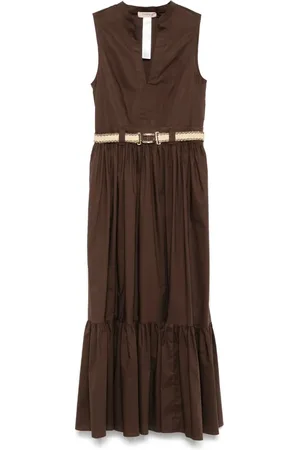 Twin-Set Kleedjes, Dames, Bruin, XS, Koffie Jurk