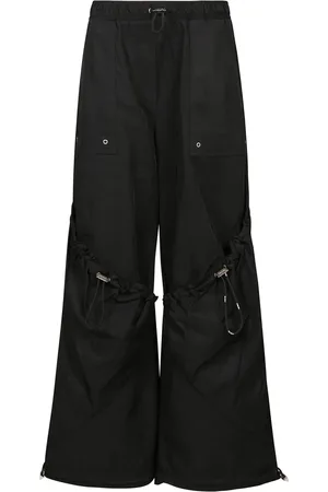 The Attico Broeken, Dames, Zwart, S, Elastische taille lange broek met voorzakken
