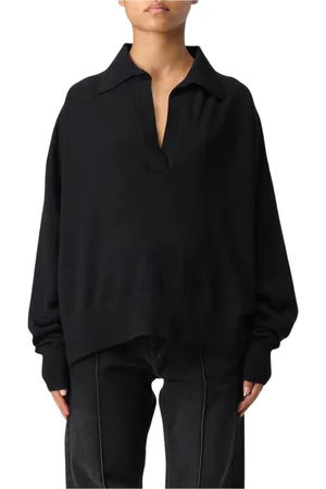 Isabel Marant Truien, Dames, Zwart, S, Wol, Beige Gebreide Polo Trui