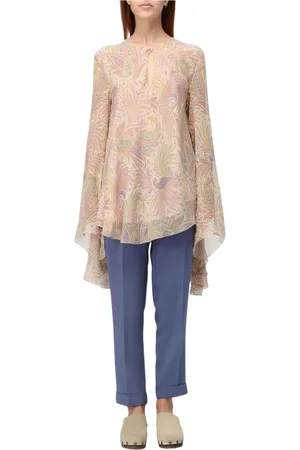 Etro Blouses & Shirts, Dames, Roze, S, Roze Paisley Bell Sleeve Blouse