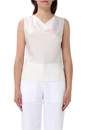 HUGO BOSS Tops, Dames, Wit, XS, Witte Zijden Cowl Neck Top