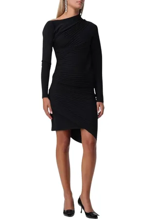 Serafini Kleedjes, Dames, Zwart, S, Zwarte Gedrapeerde Gebreide Mini Jurk