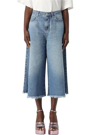 Pinko Jeans, Dames, Blauw, W28, Blauwe Wide Leg Culotte Jeans