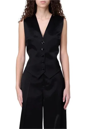 Serafini Jassen, Dames, Zwart, S, Satijn, Elegant Zwart Satijnen Vest