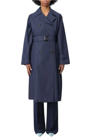 Liu Jo Mantels, Dames, Blauw, M, Katoen, Blauwe Double Breasted Trenchcoat