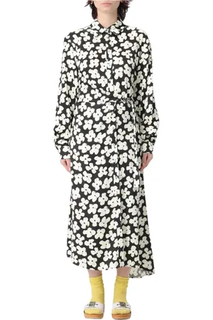 Msgm Kleedjes, Dames, Zwart, S, Zwarte Midi Jurk met Strikdetails