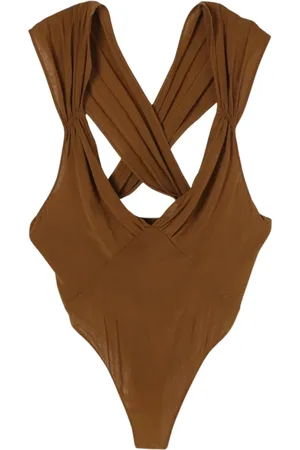Saint Laurent Tops, Heren, Bruin, L, Bruine Gedrapeerde Mouwloze Top
