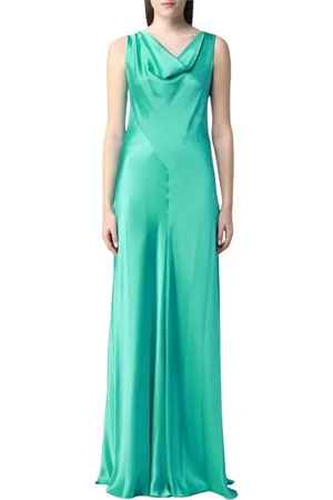 Alberta Ferretti Kleedjes, Dames, Groen, S, Elegante Groene Zijden Maxi Jurk