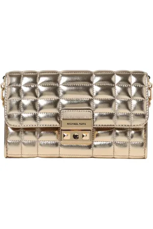 Michael Kors Tassen, Dames, Geel, ONE Size, Gewatteerde Crossbody Tas in Goud