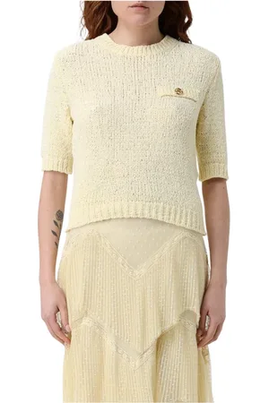 Twin-Set Truien, Dames, Geel, XS, Witte korte mouw trui