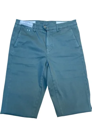 sartoria tramarossa Korte broeken, Heren, Groen, W35, Katoen, Groene Katoenen Gabardine Broek