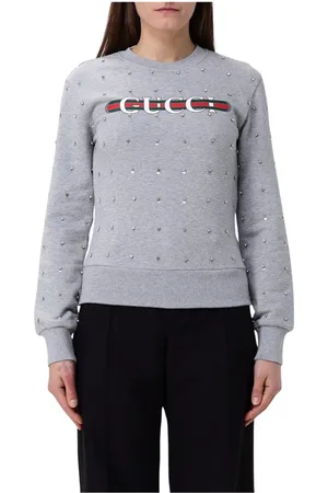 Gucci Sweatshirts & Hoodies, Dames, Grijs, S, Katoen, Grijze versierde sweatshirt stijlvolle moderne pasvorm
