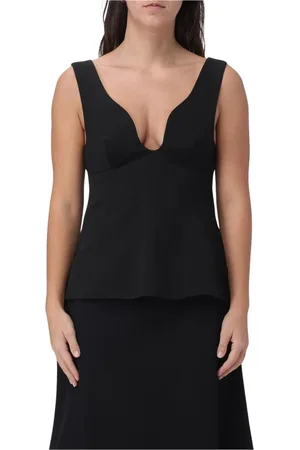 Jil Sander Tops, Dames, Zwart, S, Wol, Zwarte Mouwloze Wollen Top