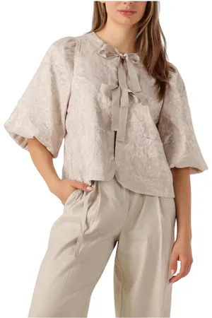 Summum Woman Blouses & Shirts, Dames, , S, Linnen, Elegante Jacquard Blouse voor Zomer