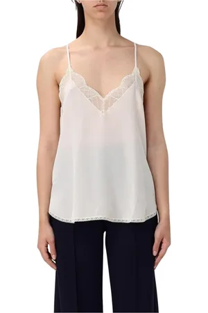 Zadig & Voltaire Tops, Dames, Wit, M, Witte Kant Trim Cami Top