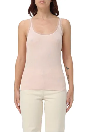 Liu Jo Tops, Dames, Roze, M, Gerimpelde Mouwloze Blouse Roze Top
