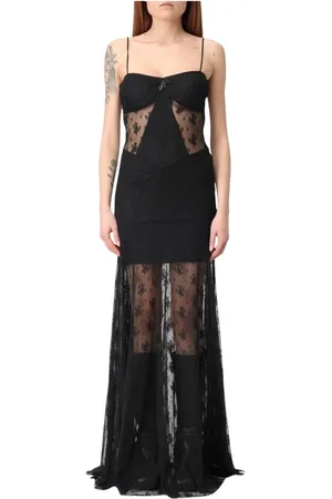ANIYE BY Kleedjes, Dames, Zwart, S, Tule, Zwarte Kant Maxi Jurk Sheer Overlay