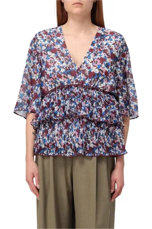 Ganni Blouses & Shirts, Dames, Veelkleurig, S, Polyester, Bloemenprint Geplooide Top
