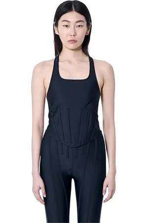 MUGLER Tops, Dames, Blauw, S, Scoop Neck Korset Top