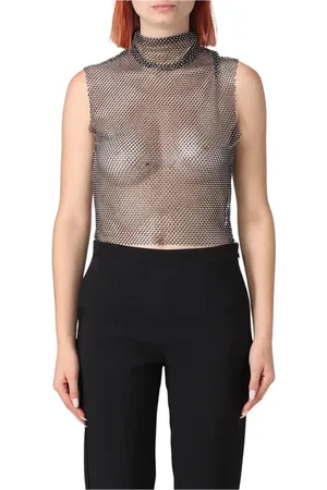 GENNY Tops, Dames, Zwart, L, Roze Mesh Mouwloze Top