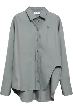 The Attico Blouses & Shirts, Dames, Grijs, XS, Parachutestof Grijze Shirt