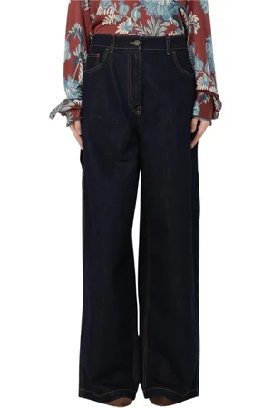 Etro Jeans, Dames, Blauw, W27, Katoen, Blauwe Wide Leg Jeans voor Vrouwen
