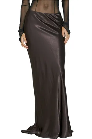 ANN DEMEULEMEESTER Rokken, Dames, Paars, S, Satijn, Satin Draped Maxi Rok