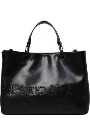 Emporio Armani Tassen, Dames, Zwart, ONE Size, Leer, Stijlvolle Milano Tote Tas
