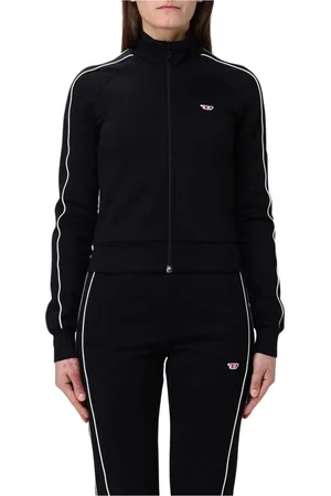 Diesel Sweatshirts & Hoodies, Dames, Zwart, M, Katoen, Stijlvolle Zip-Up Track Jacket Activewear