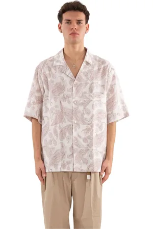 ELEVENTY Overhemden, Heren, Veelkleurig, L, Linnen, Paisley Linen Bowling Shirt