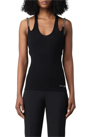 Stella McCartney Tops, Dames, Zwart, 2Xs, Katoen, Zwarte Chain Strap Katoenen Top