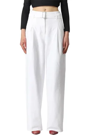 Serafini Jeans, Dames, Wit, S, Witte Wide Leg Jeans met Riem