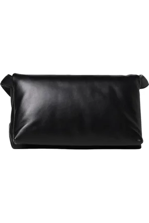 Marni Tassen, Dames, Zwart, ONE Size, Leer, Zwarte Leren Crossbody Tas
