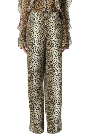 BLUMARINE Jeans, Dames, Veelkleurig, M, Leopard Print Silk Blouse with Ruffles