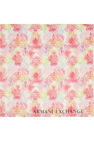 Armani Exchange Accessoires, Dames, Veelkleurig, ONE Size, Polyester, Roze Damen Sjaal Kwaststreep Patroon