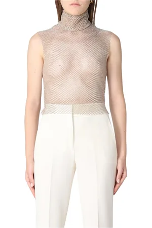 GENNY Tops, Dames, Roze, L, Roze Crystal Mesh Mouwloze Top