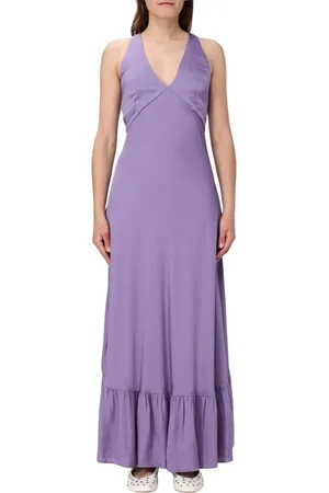 Twin-Set Kleedjes, Dames, Paars, 2Xs, Rayon, Elegante Lila Maxi Jurk