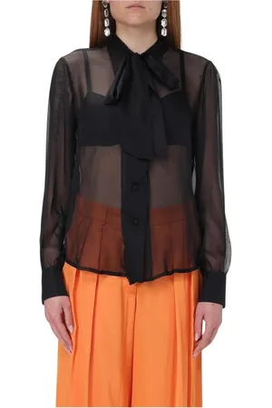 HEBE STUDIO Blouses & Shirts, Dames, Zwart, L, Zwarte Strikblouse