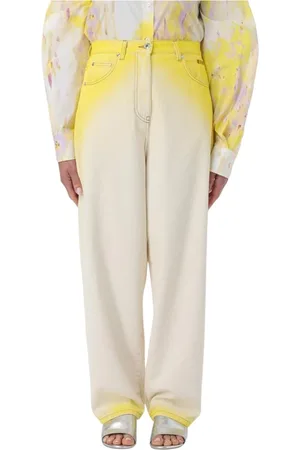 Msgm Jeans, Dames, Geel, S, Gele Dip Dye Wide Leg Jeans