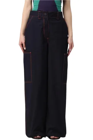 SUNNEI Jeans, Dames, Blauw, L, Katoen, Wijde Spijkerbroek Contraststiksels