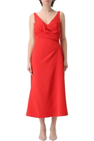 ERMANNO SCERVINO Kleedjes, Dames, Rood, M, Rode Gedrapeerde Midi Jurk