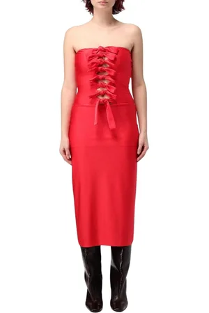 COPERNI Kleedjes, Dames, Rood, S, Rode Bow Detail Midi Jurk