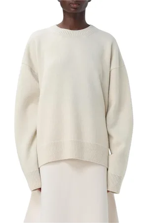 Jil Sander Truien, Dames, , S, Wol, Elegant Ivory Wool Crew Neck Sweater