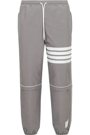 Thom Browne Broeken, Heren, Grijs, S, Sportieve Ripstop Elastische Taille Enkelbroek