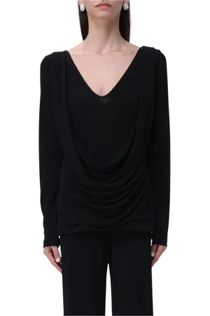 Alberta Ferretti Tops, Dames, Zwart, M, Zwart Gedrapeerd Cowl Neck Top